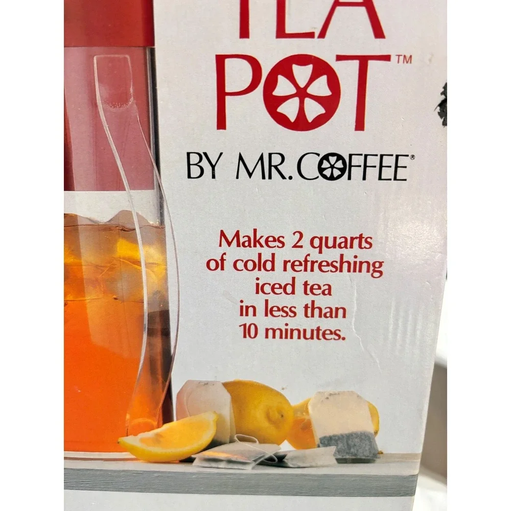 Vintage Mr. Coffee The Iced Tea Pot TM1 2 Quart Iced Tea Maker 1990 White Red